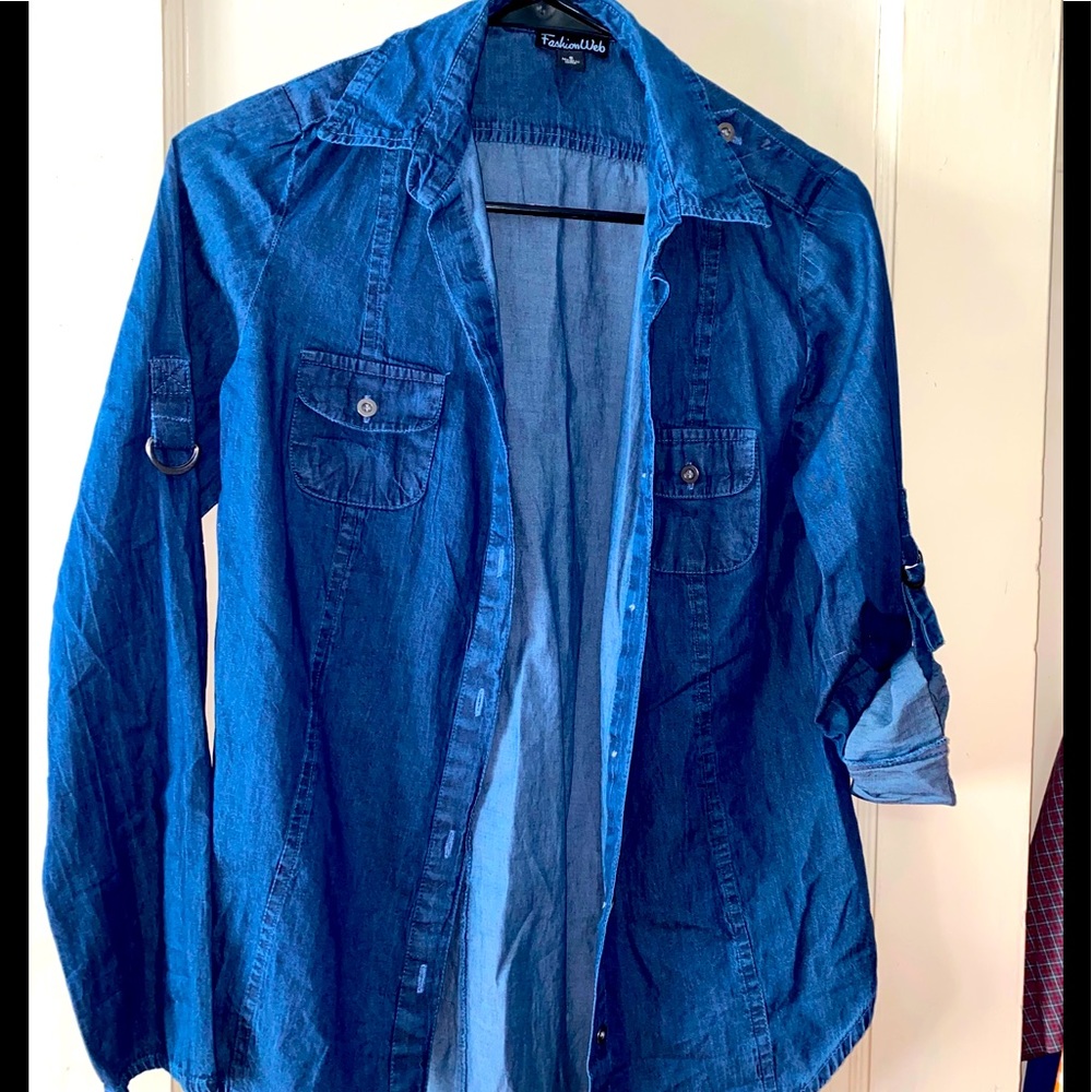 Button up long sleeve jean shirt